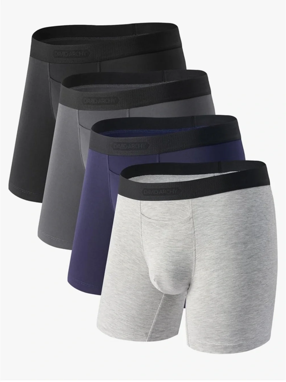NEW DAVID ARCHY Men's CoreComfort Pouch Boxer Briefs Underwear pack of 4 Sz:M